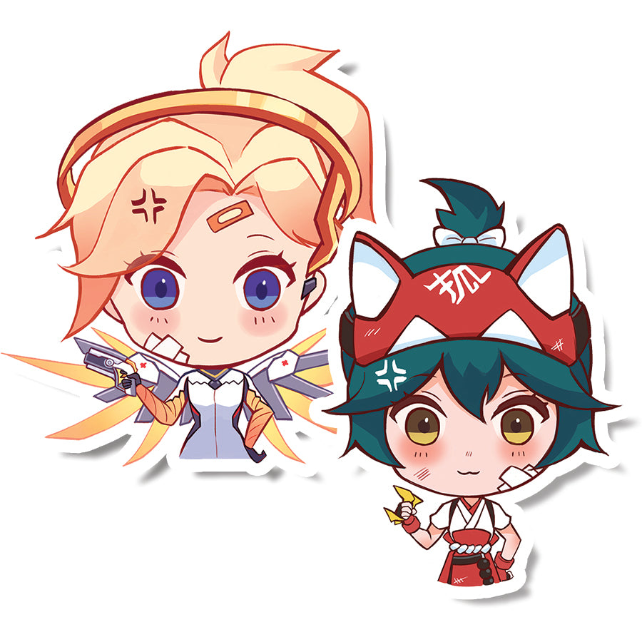 Angry Overwatch Support Duo Stickers